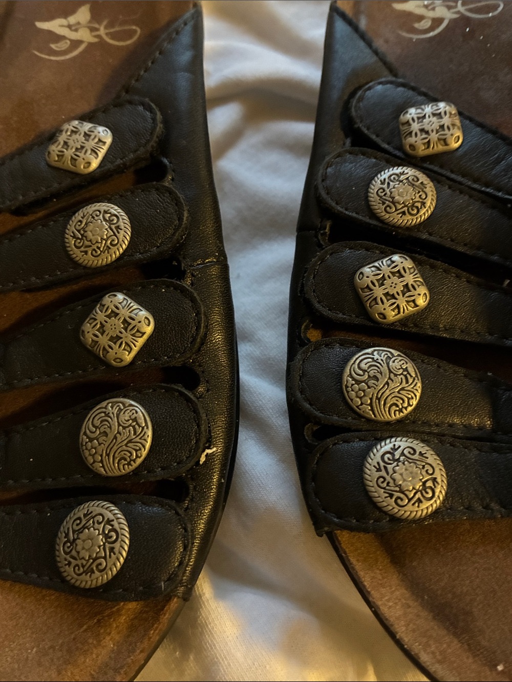 Dansko Janie Sandals Women's EU 38/US 7.5-8 Black Leather Cork Slides Silver EUC - Picture 9 of 9